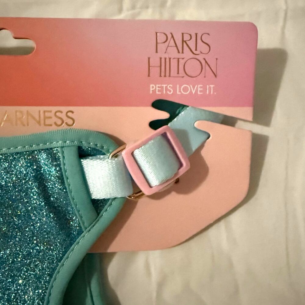 Paris Hilton Dog Harness Medium Blue Glitter Nylon Durable Harness - Picture 2 of 6